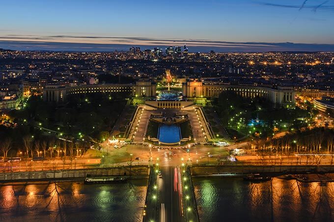 Aussicht vom Eiffelturm Richtung Nordwest mit Palais de Chaillot